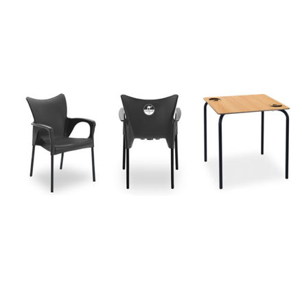 Imagem de Mesa e 4 cadeiras Preta Camelo 