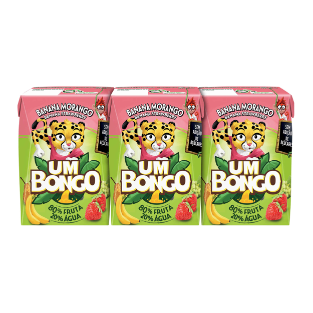 Imagem de Sumo de Banana e Morango Um Bongo Com Palhinha 20cl x 3